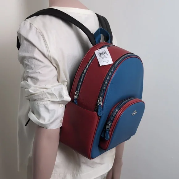 Coach Colorblock Leather Court Backpack (Blue Jay) Coach Court Backpack In Colorblock | Brixton Baker main image 4